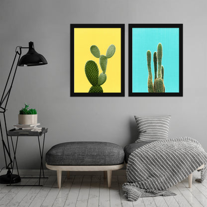 Cactus On Blue by LILA + LOLA - 2 Piece Framed Print Set - Americanflat
