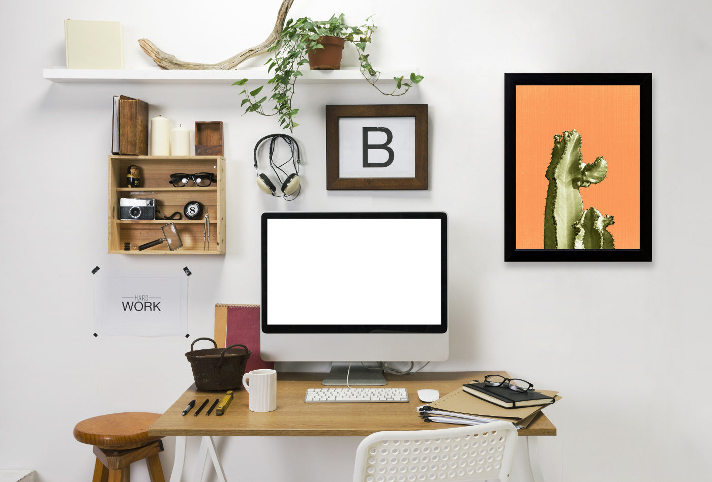 Cactus On Orange by LILA + LOLA Black Framed Print - Americanflat