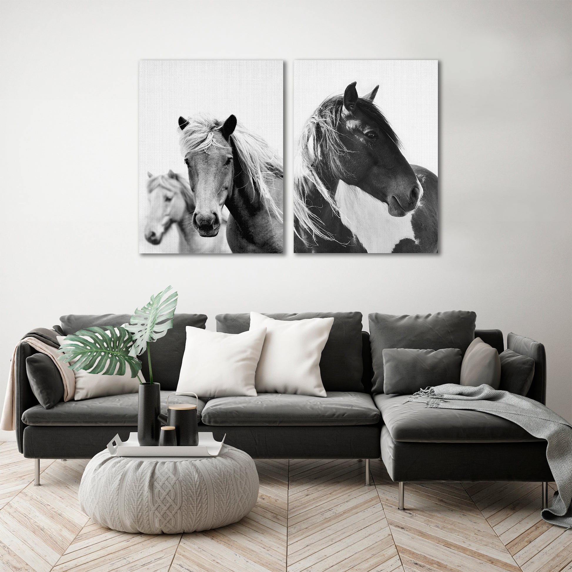 Wild Horses by LILA + LOLA - 2 Piece Wrapped Canvas Set - Art Set - Americanflat