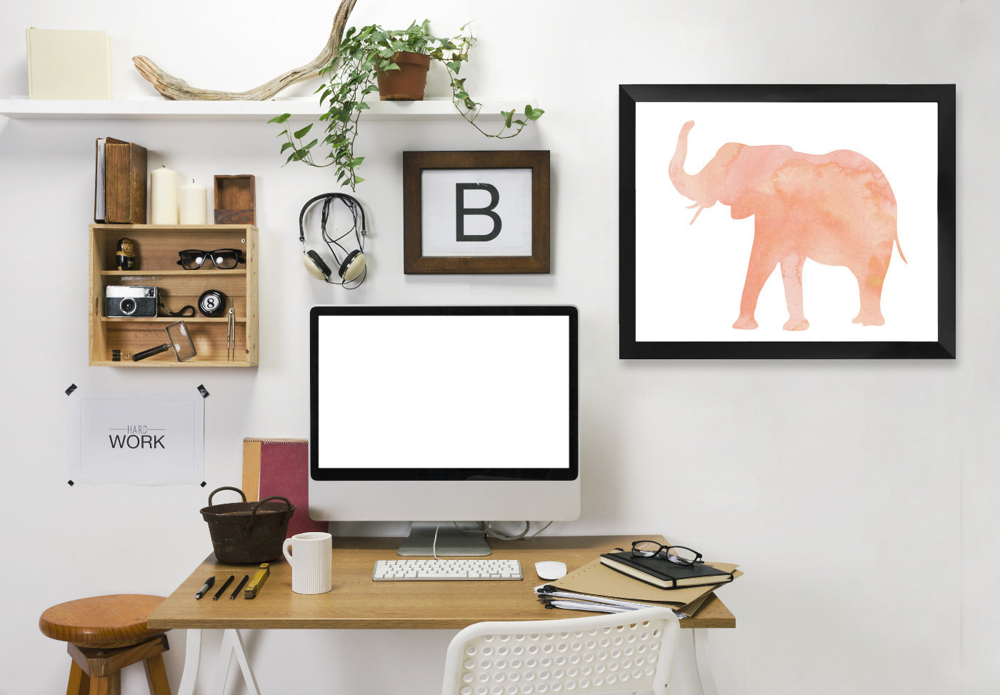 Coral Elephant by Peach & Gold Framed Print - Americanflat