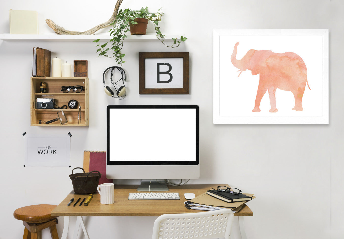 Coral Elephant by Peach & Gold Framed Print - Americanflat