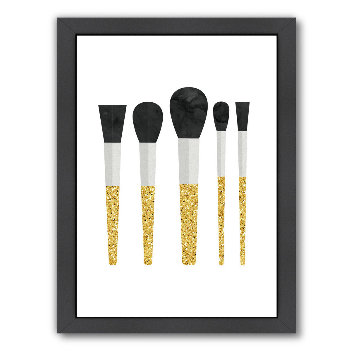 Gold Makeup Brushes by Peach & Gold Framed Print - Americanflat