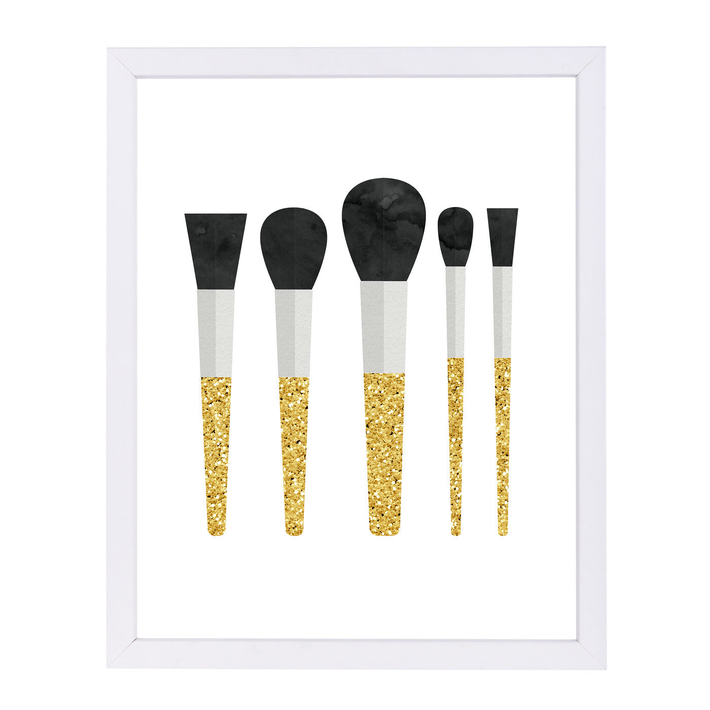 Gold Makeup Brushes by Peach & Gold Framed Print - Americanflat