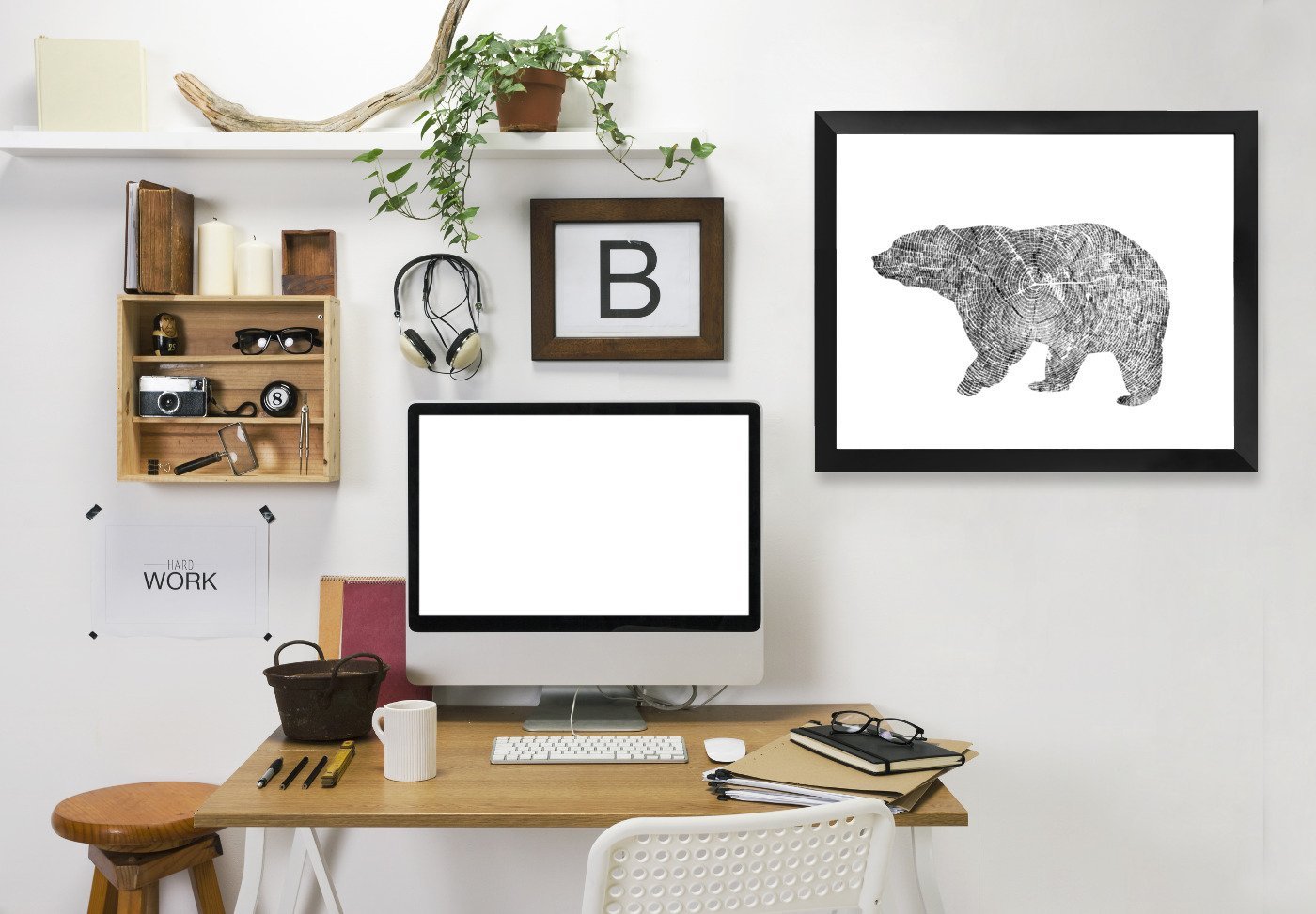 Bear by Peach & Gold Framed Print - Americanflat