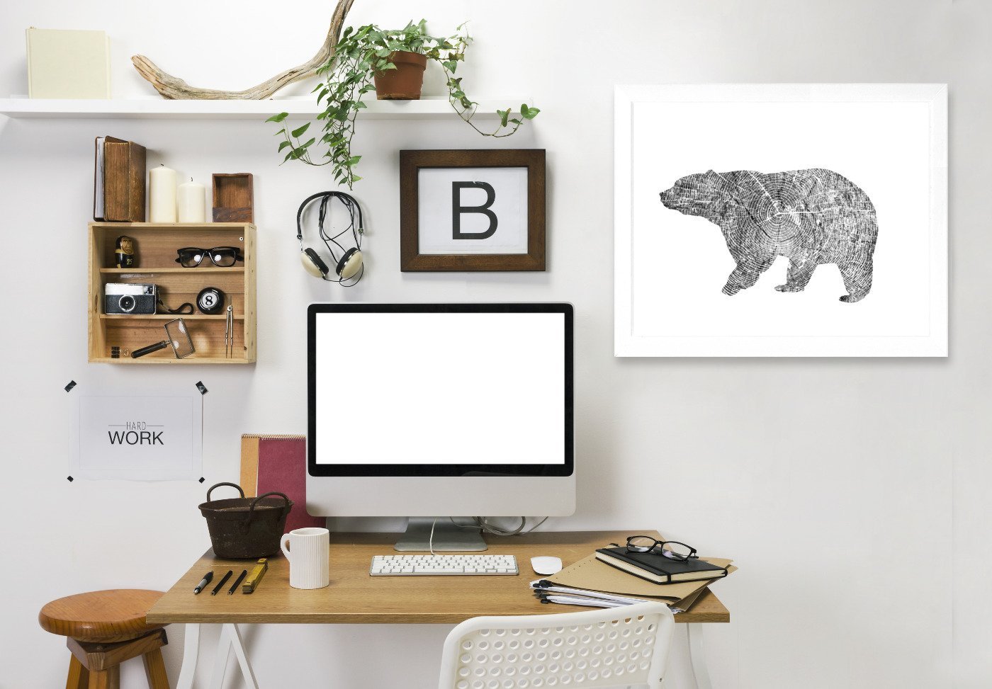 Bear by Peach & Gold Framed Print - Americanflat