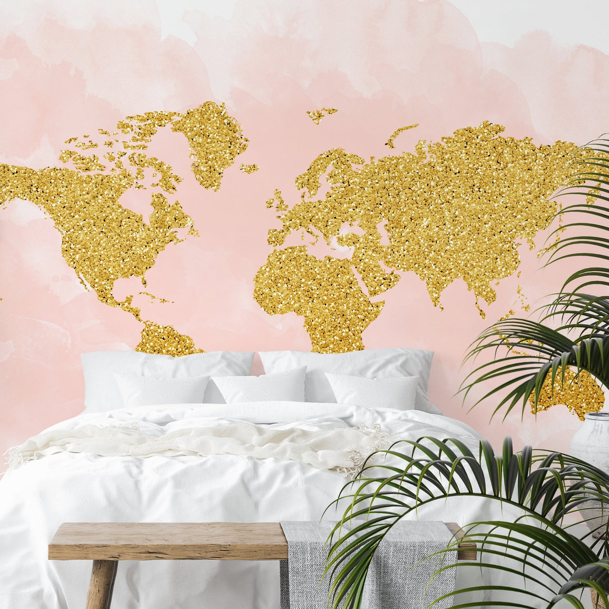 Peel & Stick Wall Mural - World Map 4 By Peach & Gold