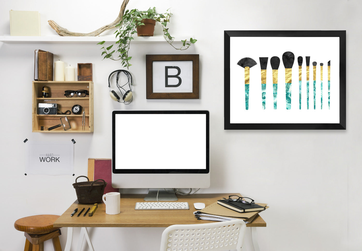 Marbled Brushes by Peach & Gold Framed Print - Americanflat