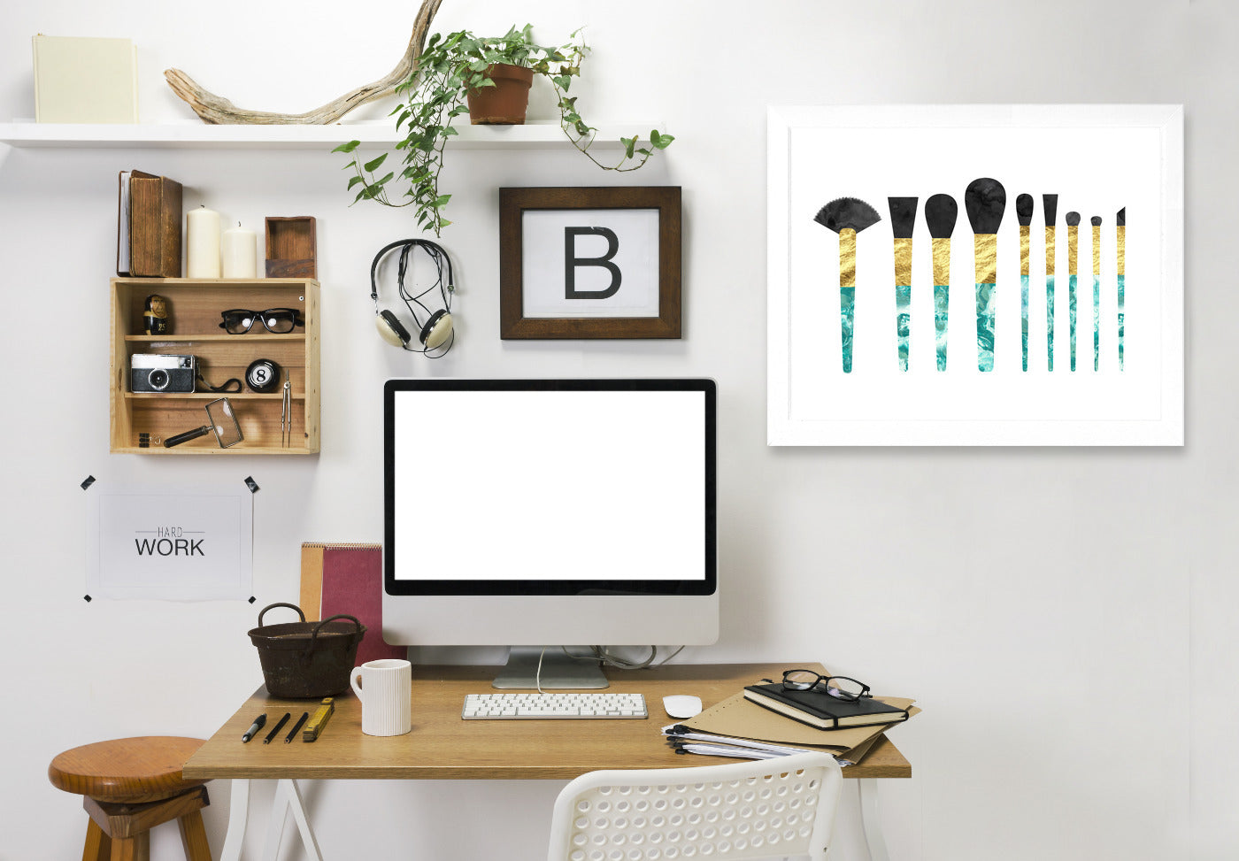 Marbled Brushes by Peach & Gold Framed Print - Americanflat