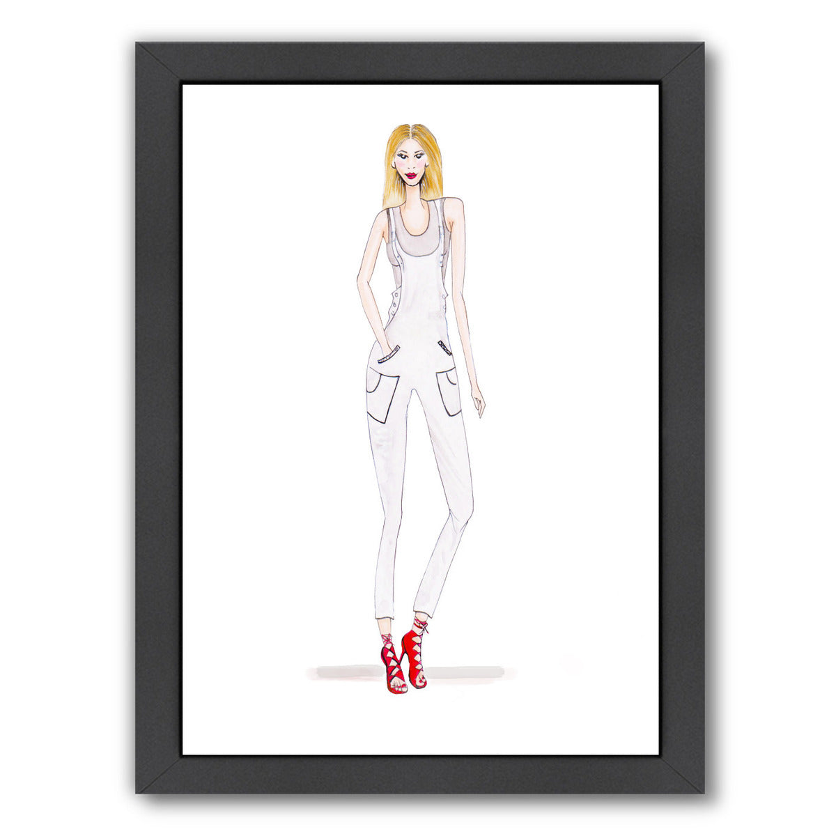 Dungarees White by Alison B Framed Print - Americanflat