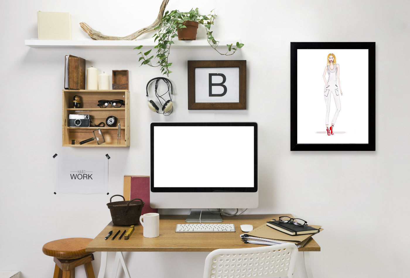 Dungarees White by Alison B Framed Print - Americanflat