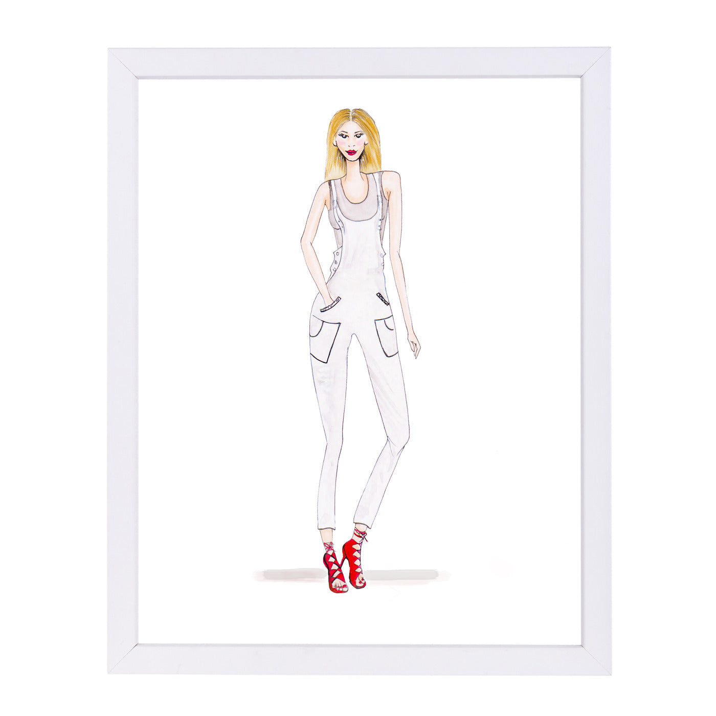 Dungarees White by Alison B Framed Print - Americanflat