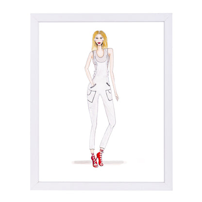 Dungarees White by Alison B Framed Print - Americanflat