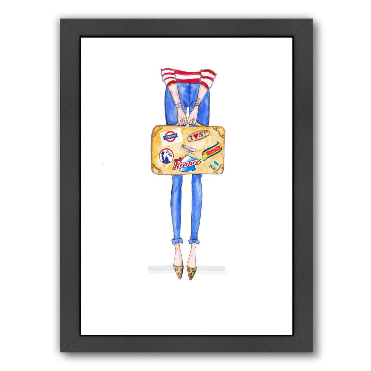 Travel Suitcase  Stickers by Alison B Framed Print - Americanflat