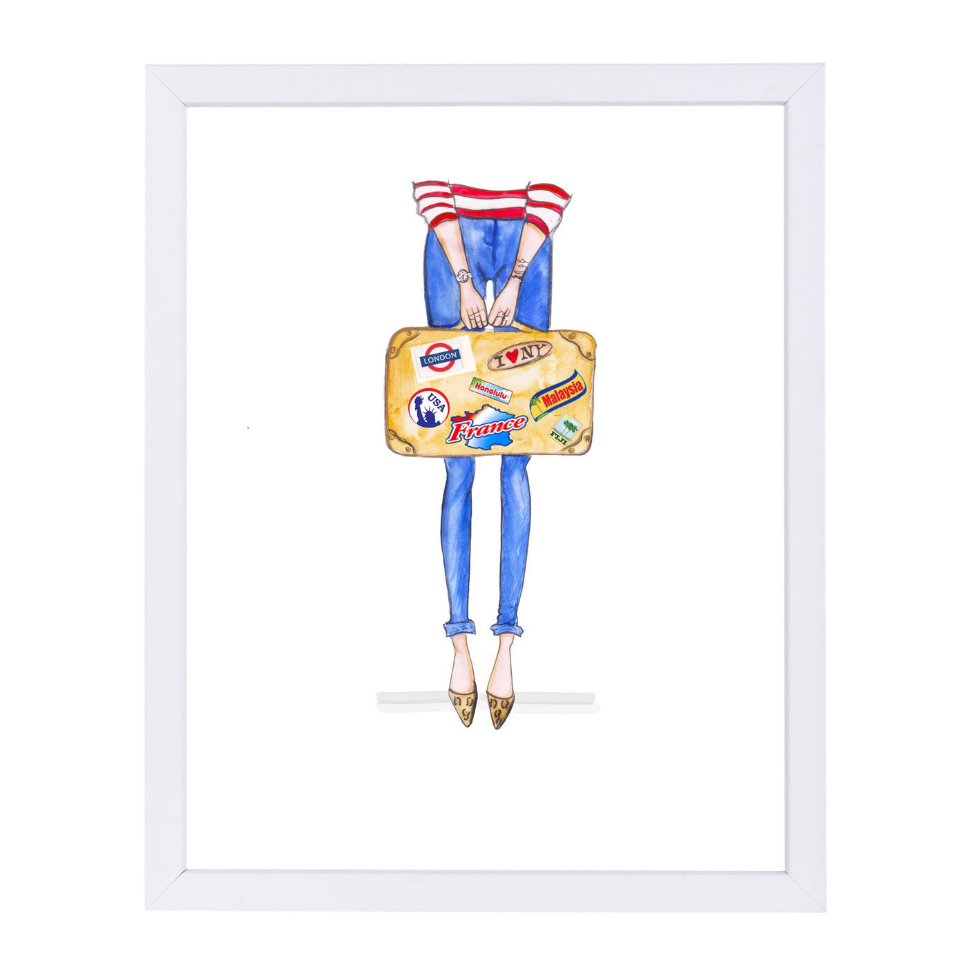 Travel Suitcase  Stickers by Alison B Framed Print - Americanflat