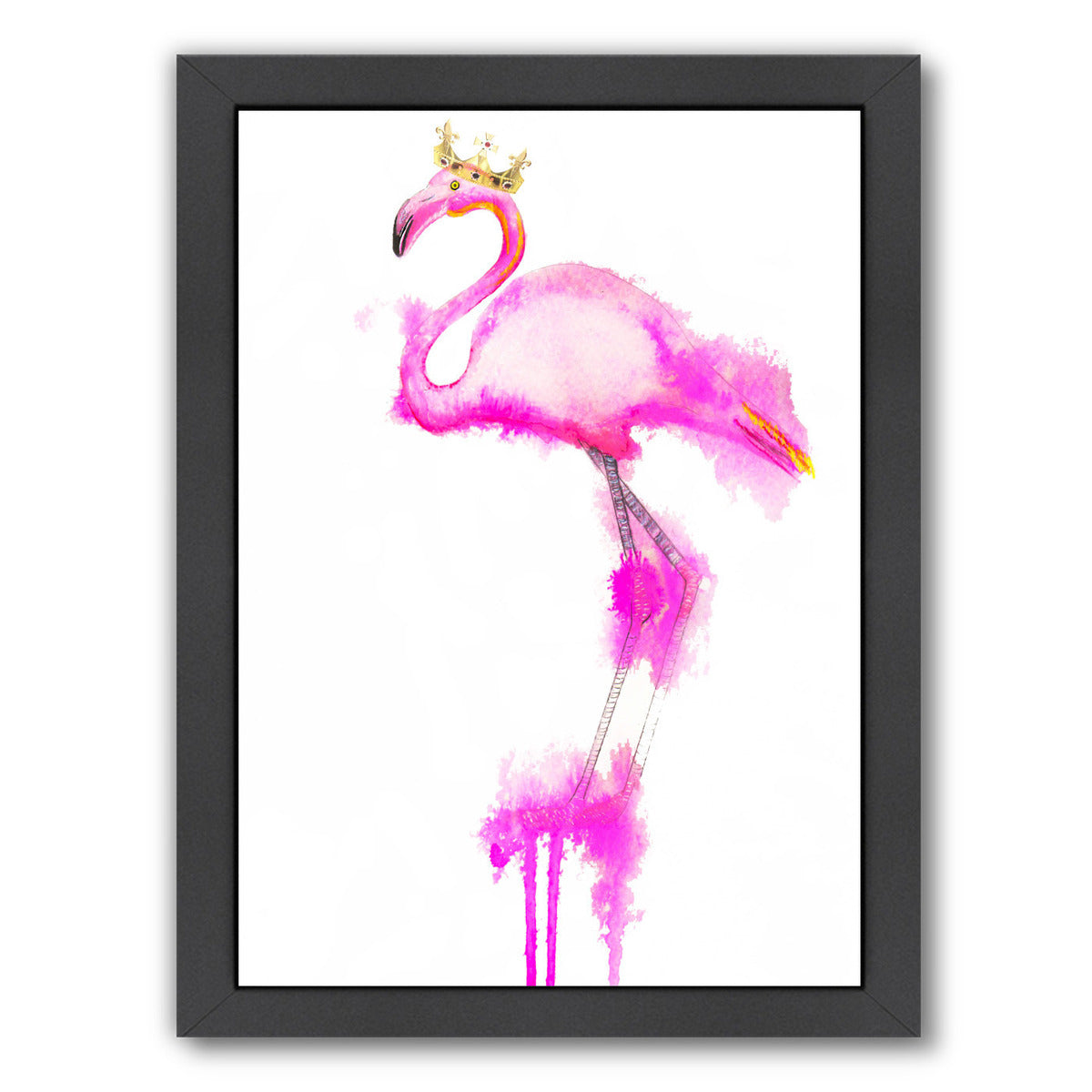 Flamingo crown print by Alison B Framed Print - Americanflat