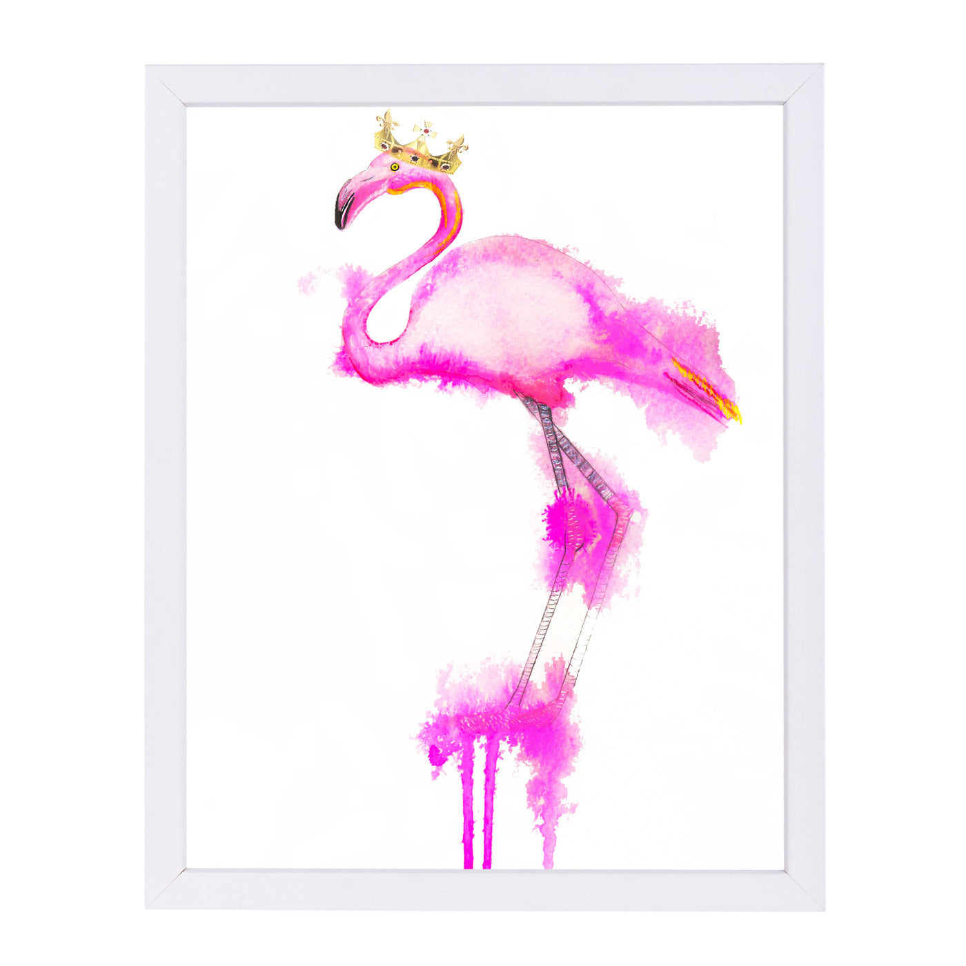 Flamingo crown print by Alison B Framed Print - Americanflat