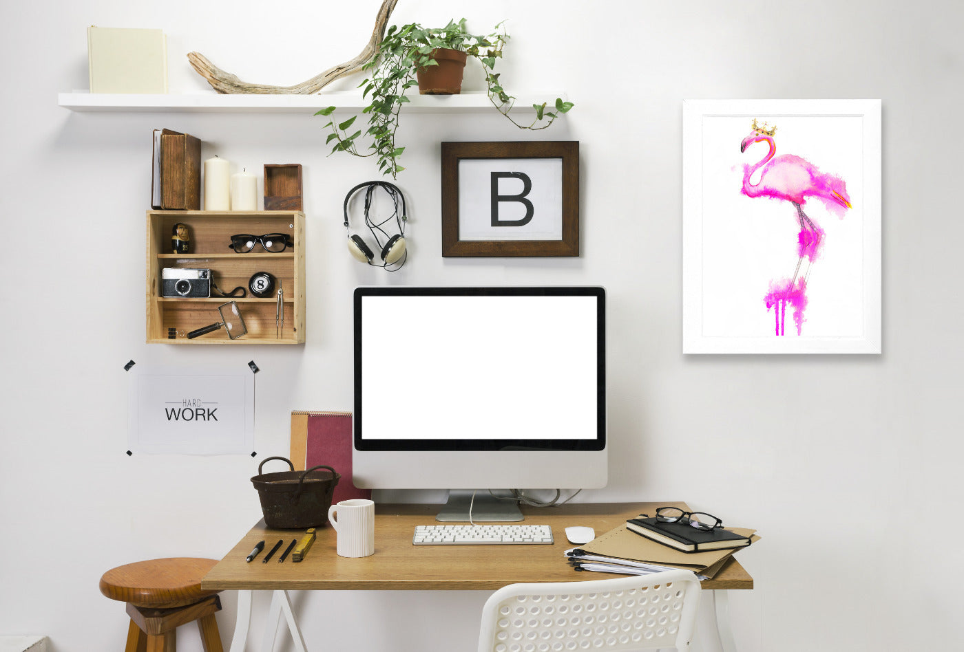 Flamingo crown print by Alison B Framed Print - Americanflat