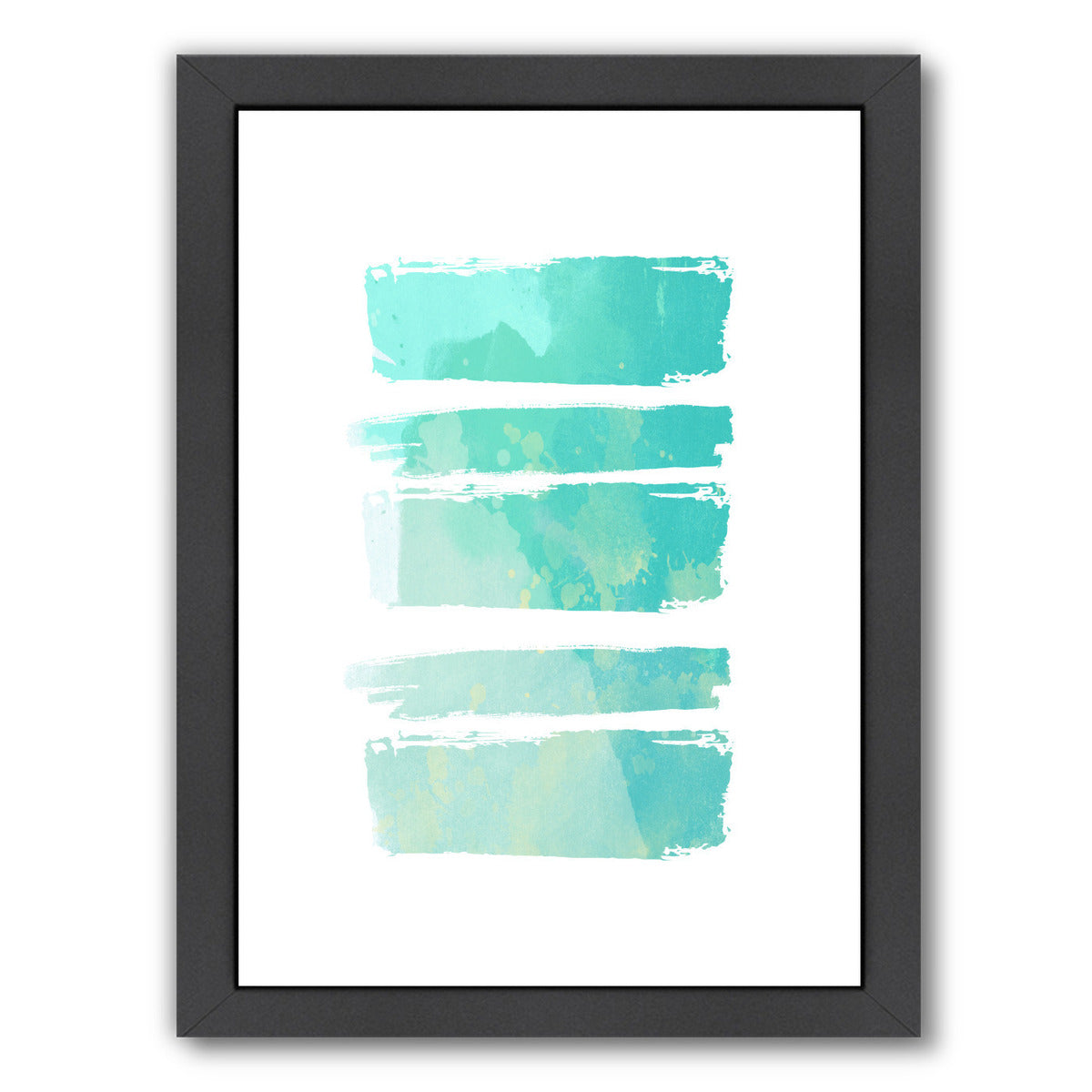 Turquoise Watercolor Brush Strokes by Ikonolexi Framed Print - Americanflat