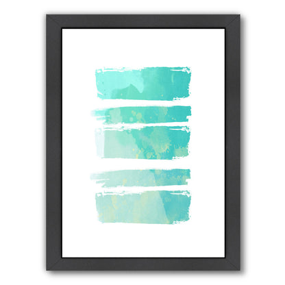 Turquoise Watercolor Brush Strokes by Ikonolexi Framed Print - Americanflat