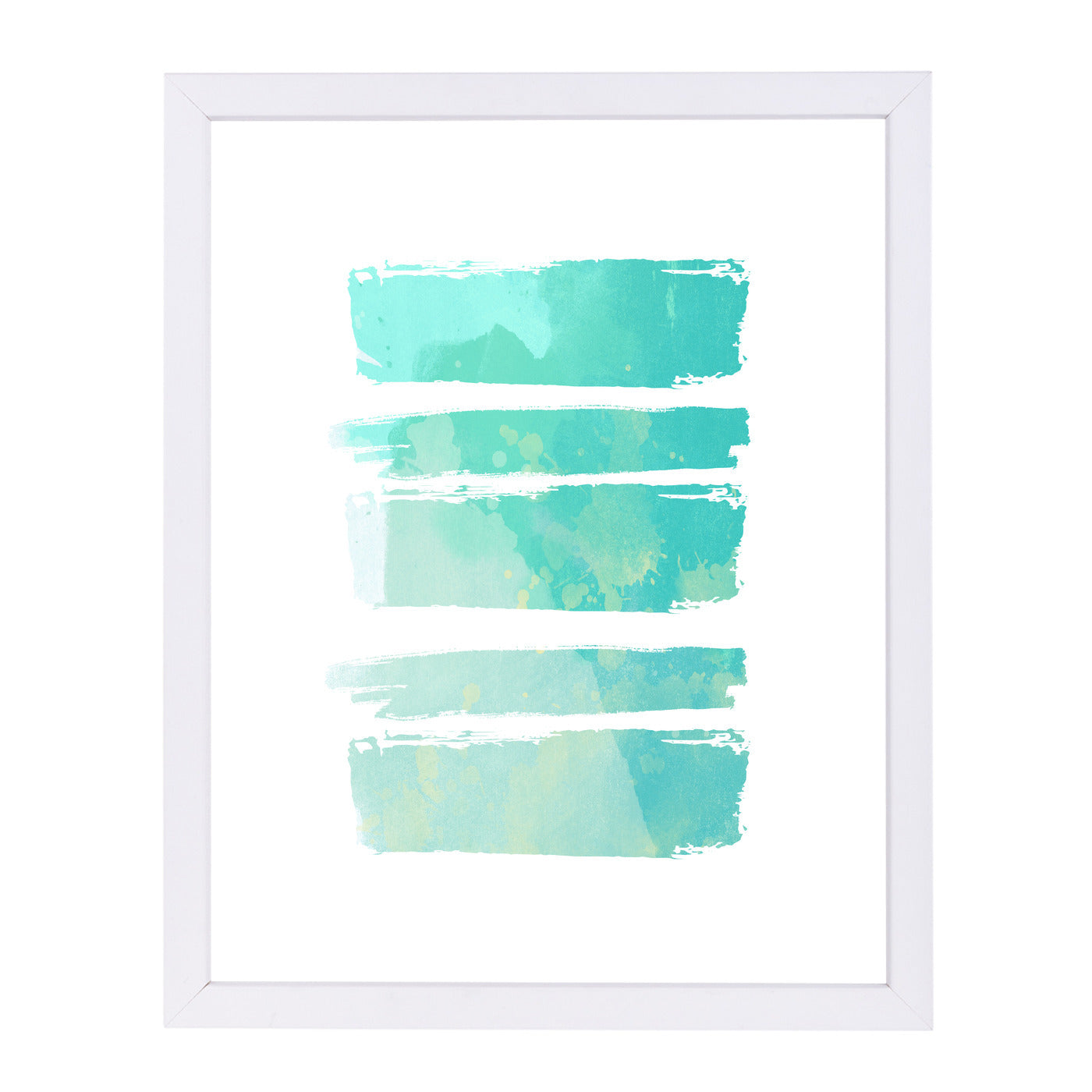 Turquoise Watercolor Brush Strokes by Ikonolexi Framed Print - Americanflat
