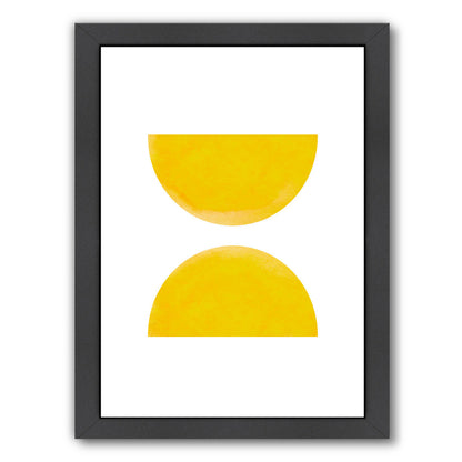 Watercolor Yellow Half Moon Circles by Ikonolexi Framed Print - Americanflat