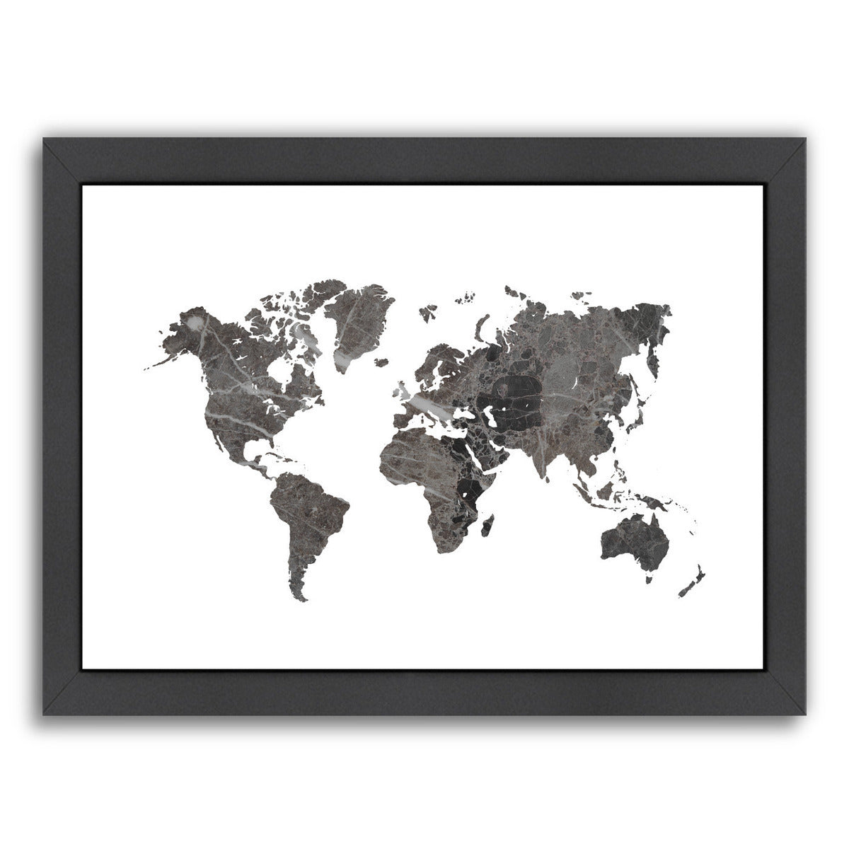 World Map Art Marble by Ikonolexi Framed Print - Americanflat