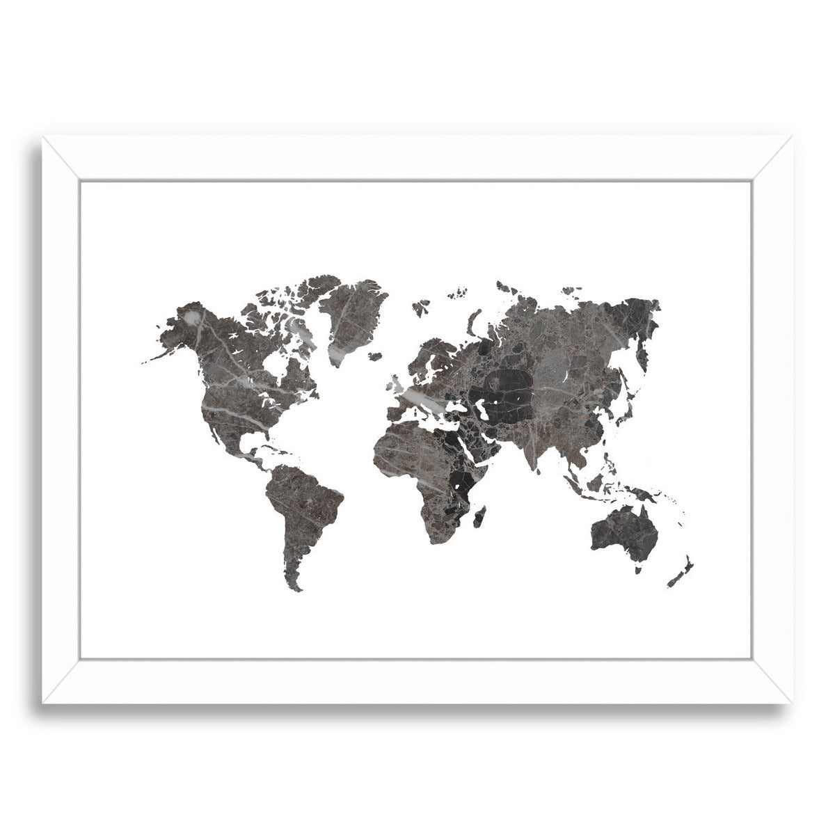 World Map Art Marble by Ikonolexi Framed Print - Americanflat