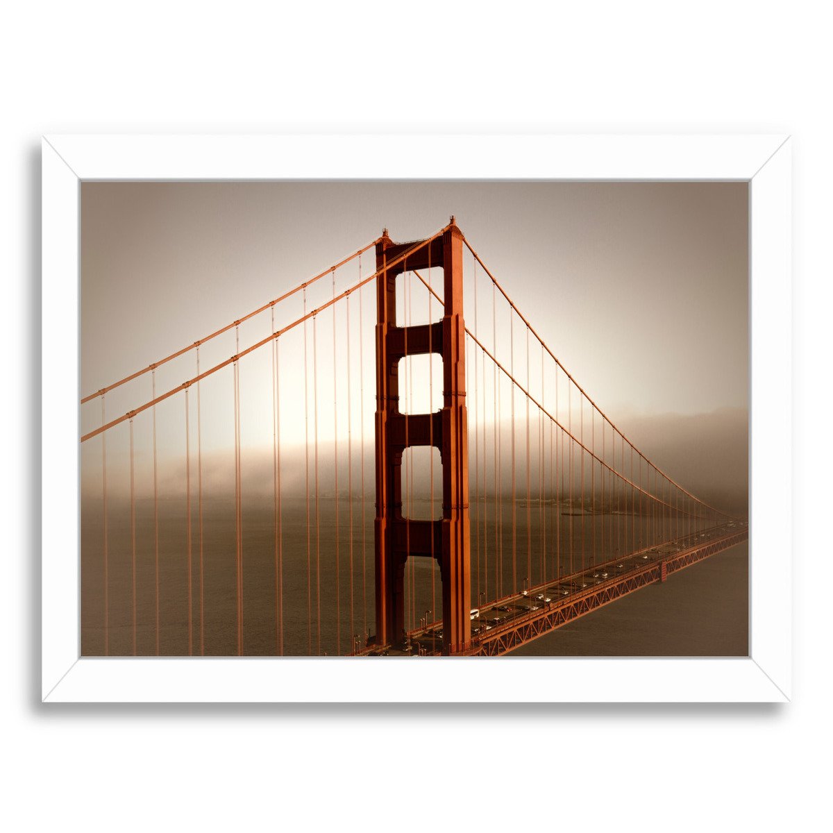Vintage Style Golden Gate Bridge & Fog By Melanie Viola Framed Print - Americanflat