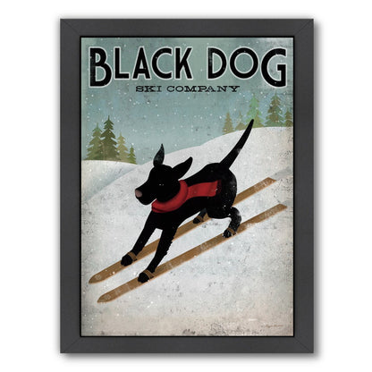 Black Dog Ski by Wild Apple Framed Print - Americanflat