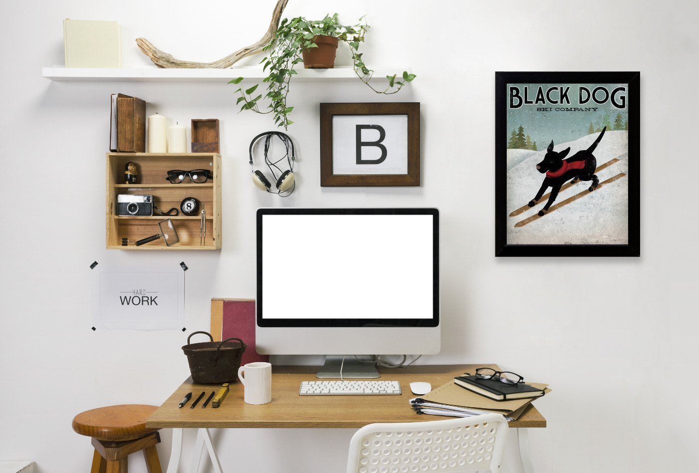 Black Dog Ski by Wild Apple Framed Print - Americanflat