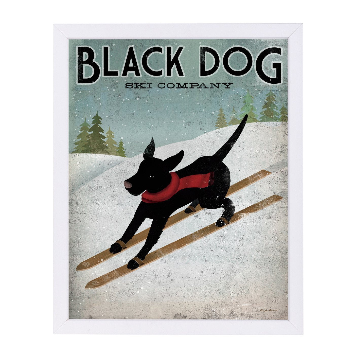 Black Dog Ski by Wild Apple Framed Print - Americanflat