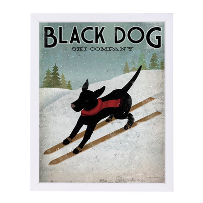 Black Dog Ski by Wild Apple Framed Print - Americanflat