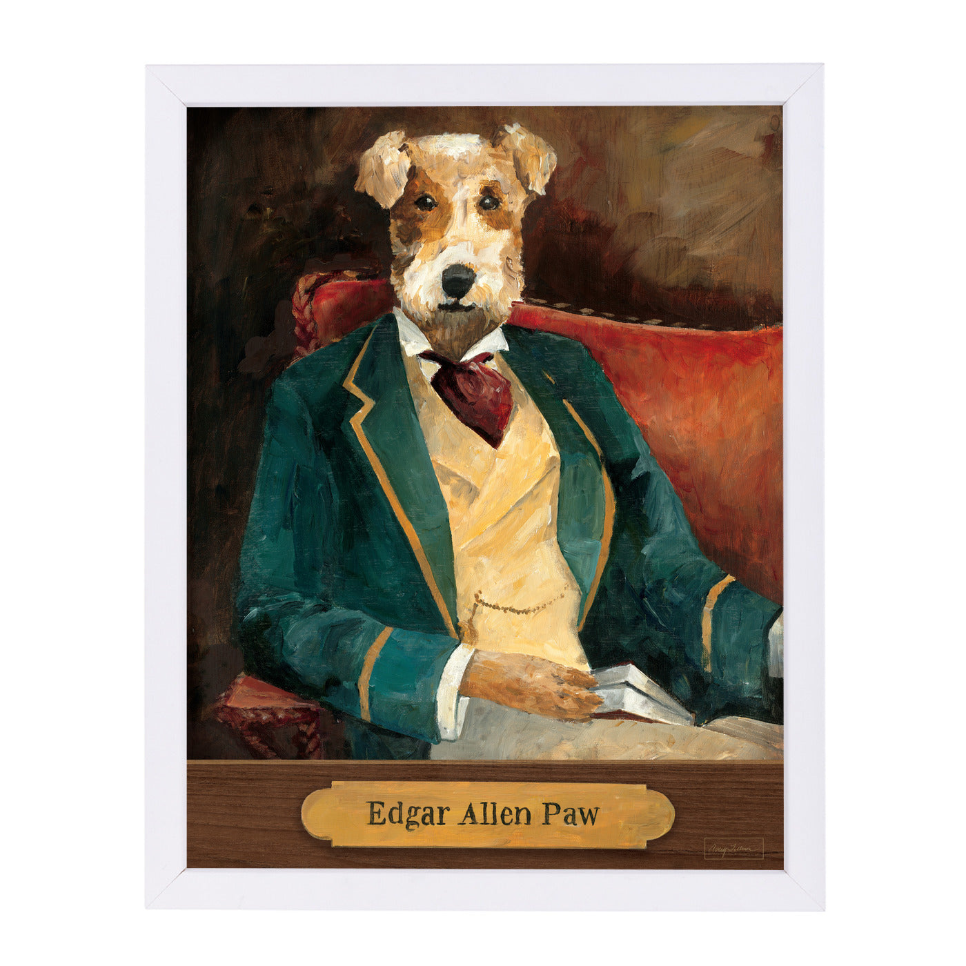 Edgar Allen Paw With Plaque by Wild Apple Framed Print - Americanflat