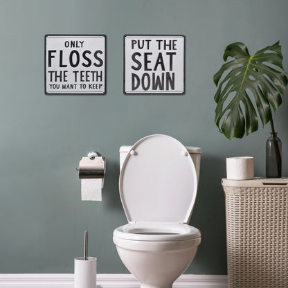 Bathroom Signs 2PK - Funny Bathroom Signs for Wall Decor