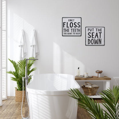 Bathroom Signs 2PK - Funny Bathroom Signs for Wall Decor