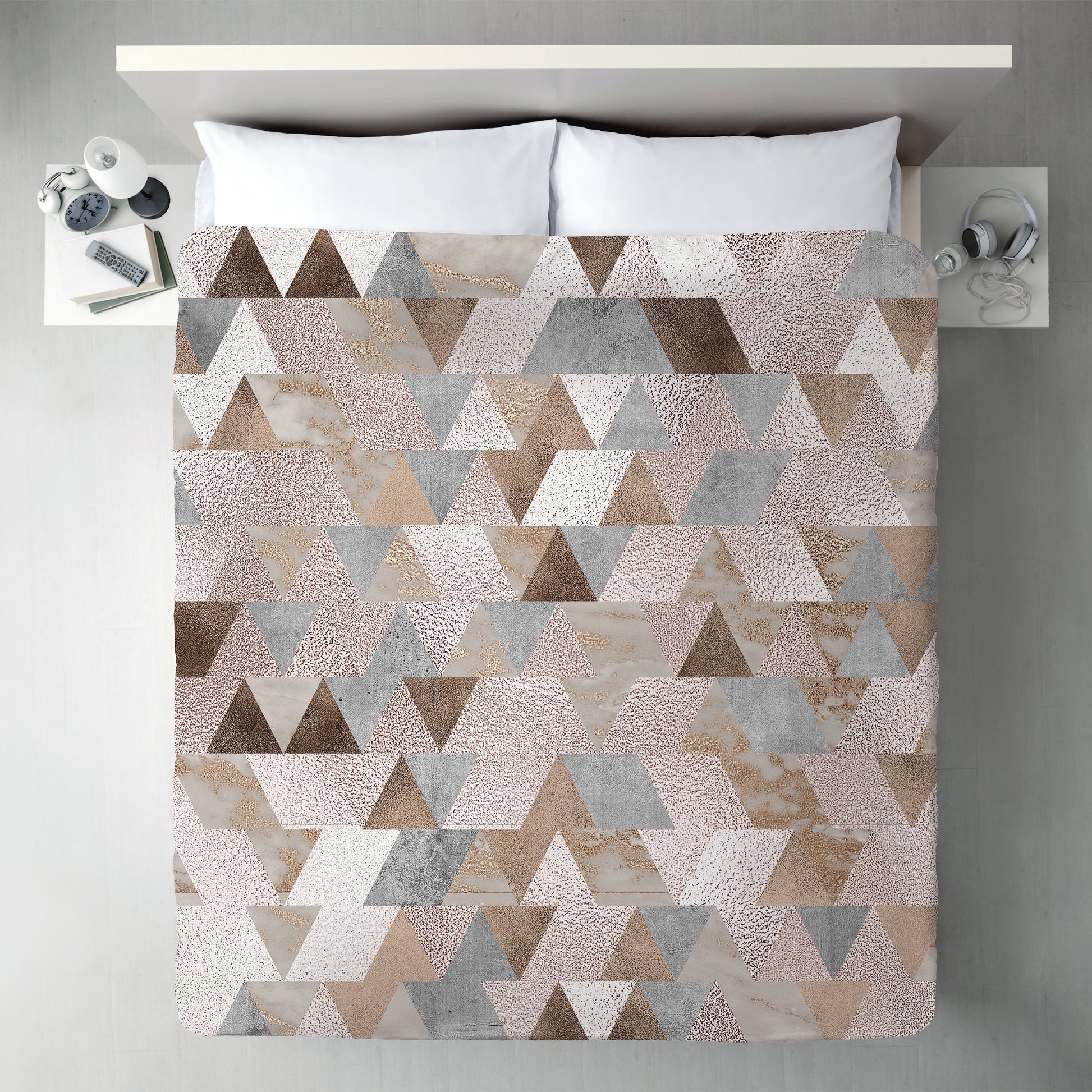 Chic Rose Gold Marble Copper Triangle by Grab My Art Duvet Cover - Americanflat