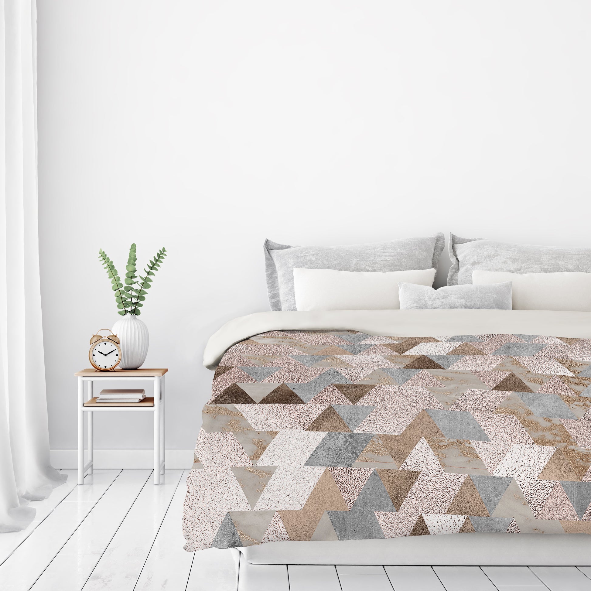 Chic Rose Gold Marble Copper Triangle by Grab My Art Duvet Cover - Americanflat