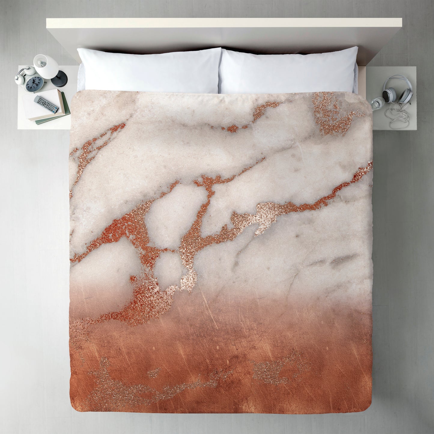 Luxury Metal Copper And Luxury Marble by Grab My Art Duvet Cover - Americanflat