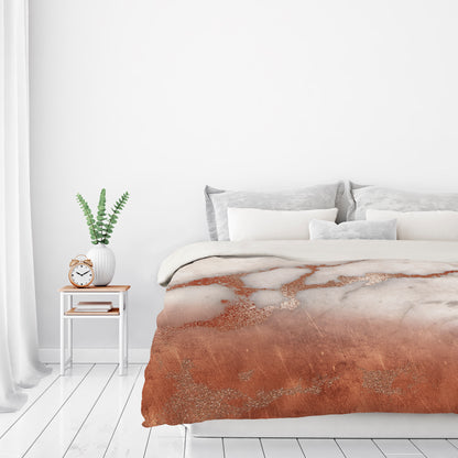 Luxury Metal Copper And Luxury Marble by Grab My Art Duvet Cover - Americanflat