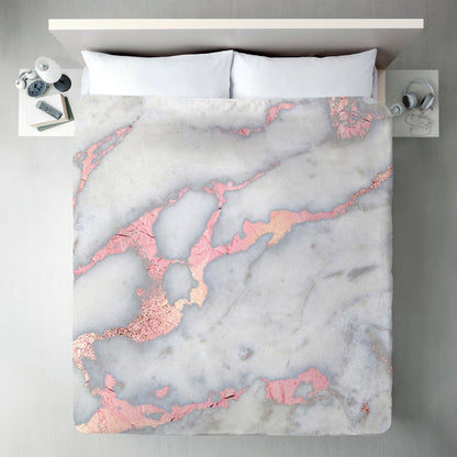 Rose Gold Blush Metal Foil On Marble by Grab My Art Duvet Cover - Americanflat