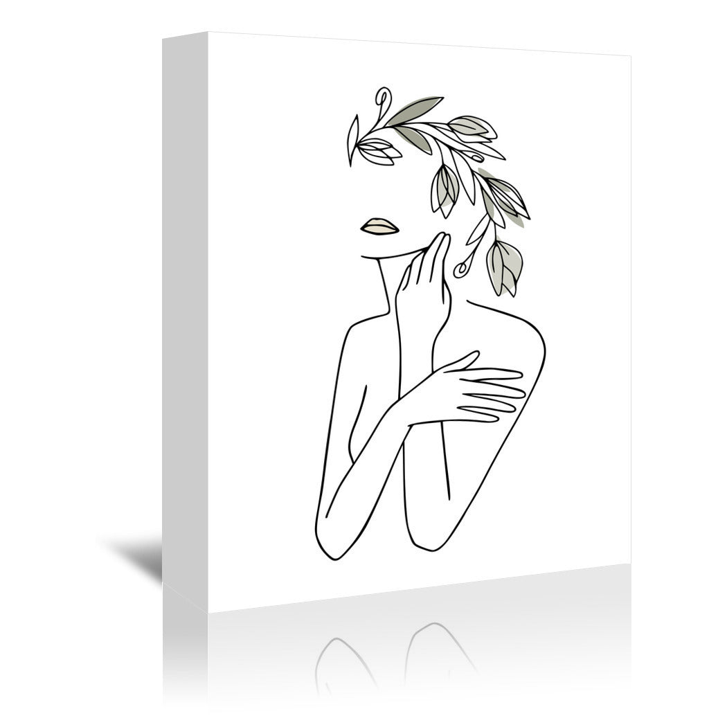 Woman Face With Flower Wreath 1 by Grab My Art - Wrapped Canvas - Wrapped Canvas - Americanflat