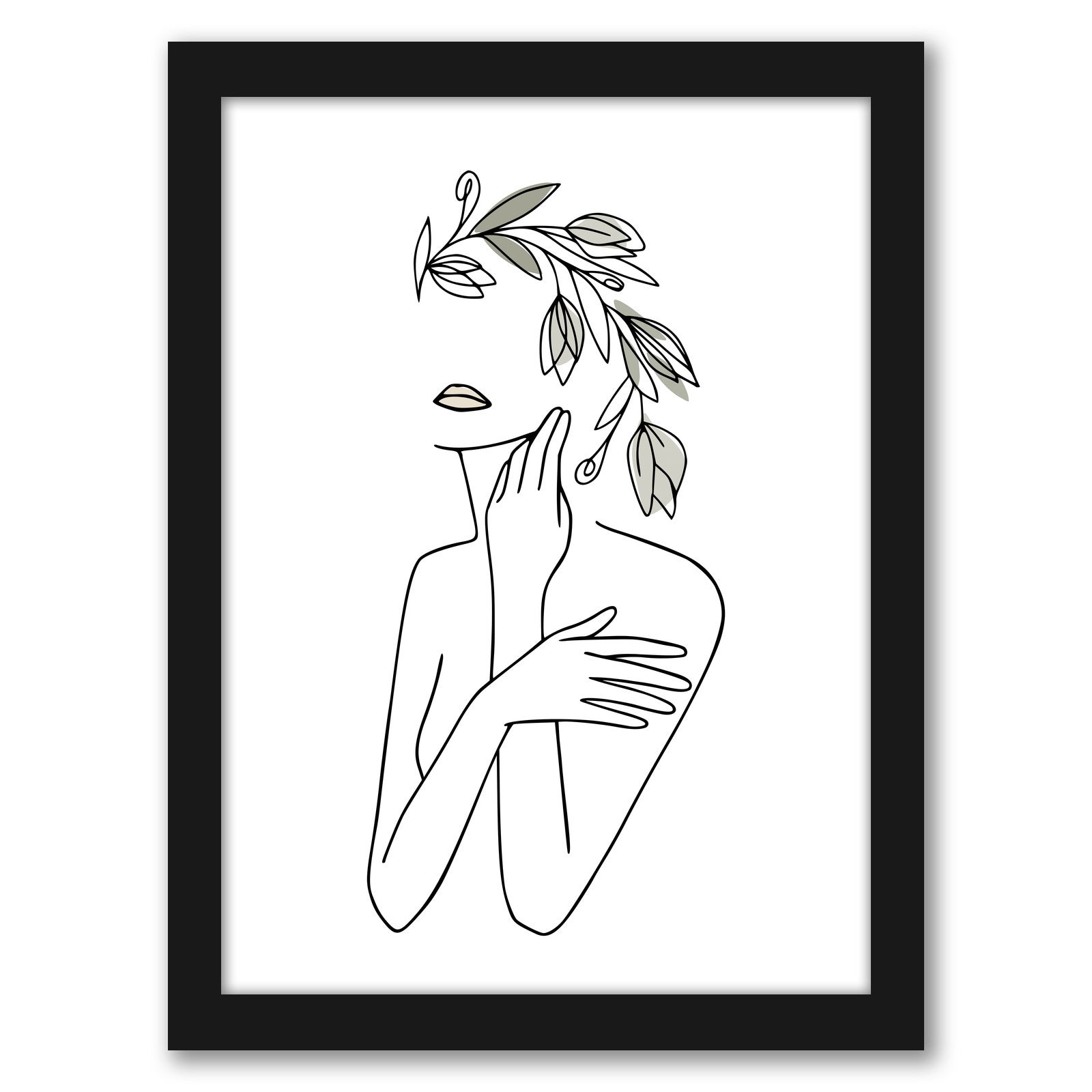 Woman Face With Flower Wreath 1 by Grab My Art - Black Framed Print - Wall Art - Americanflat