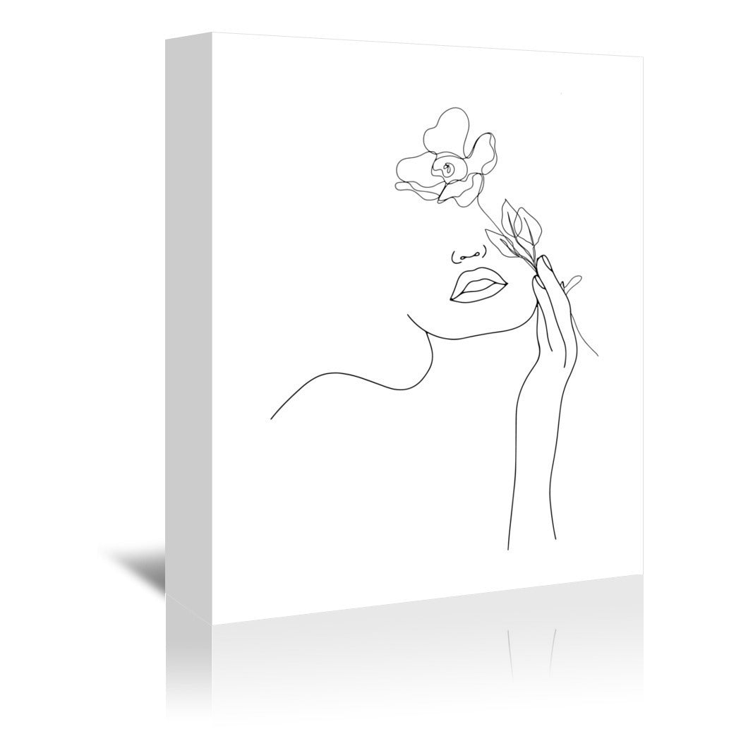 Girl Face With Rose 1 by Grab My Art - Wrapped Canvas - Wrapped Canvas - Americanflat