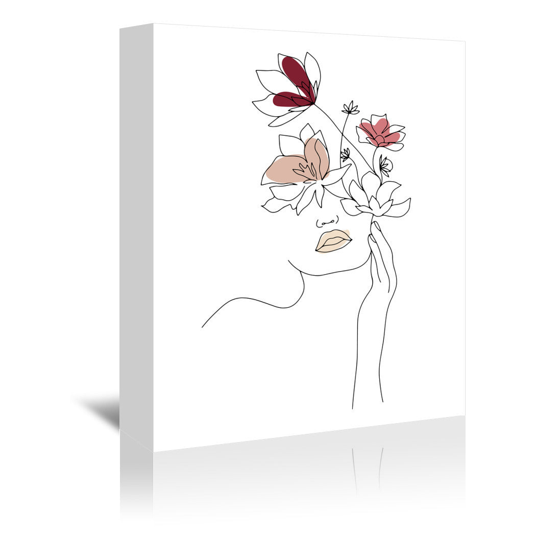 Woman Face With Flowers 1 by Grab My Art - Wrapped Canvas - Wrapped Canvas - Americanflat