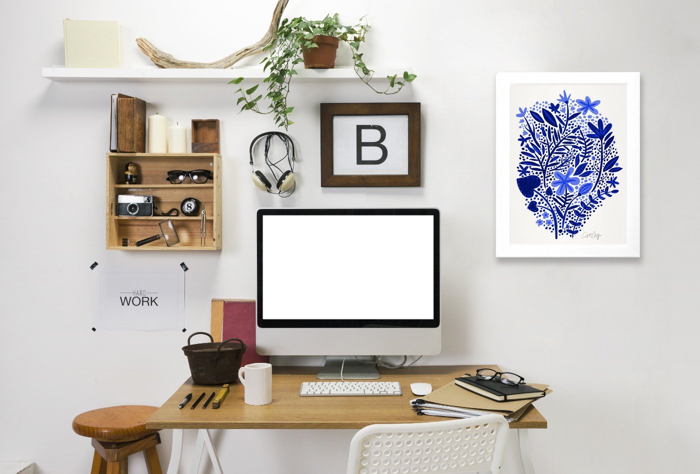 Blue Garden by Cat Coquillette White Framed Print - Americanflat