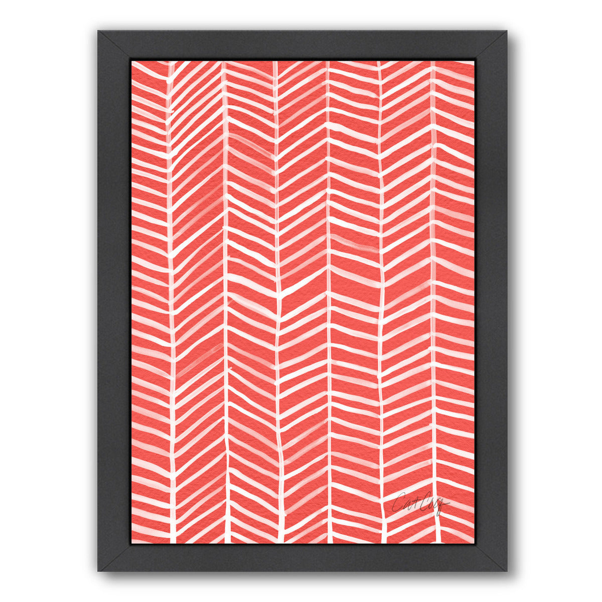 Coral Herring Bone by Cat Coquillette Framed Print - Americanflat