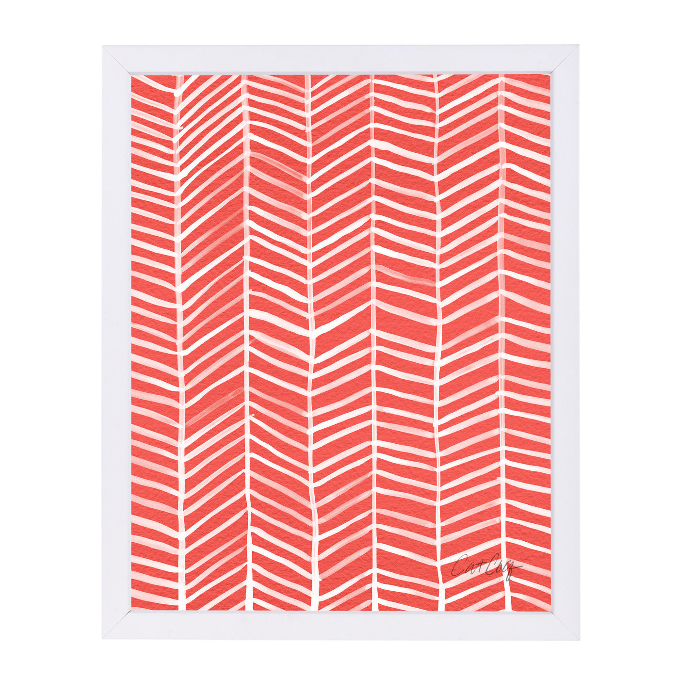 Coral Herring Bone by Cat Coquillette Framed Print - Americanflat