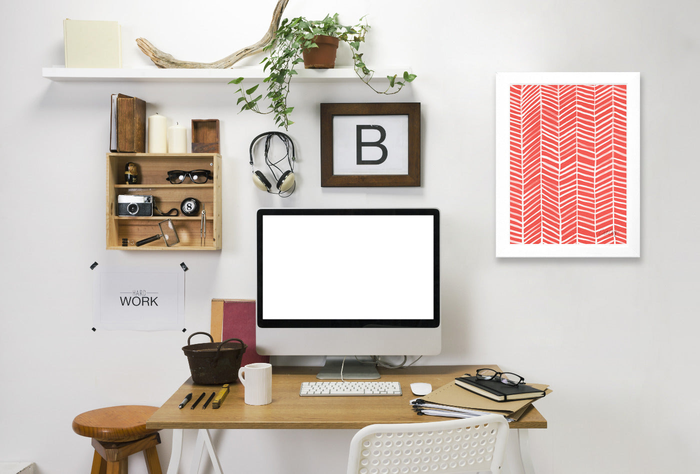Coral Herring Bone by Cat Coquillette Framed Print - Americanflat