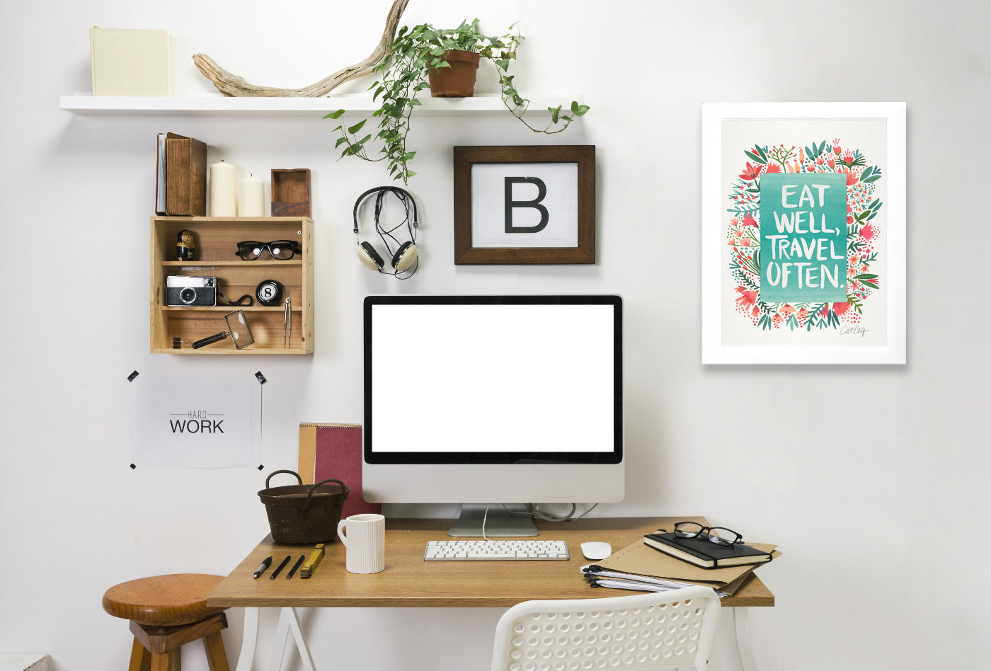 Eat Well Travel Often Floral by Cat Coquillette Framed Print - Americanflat