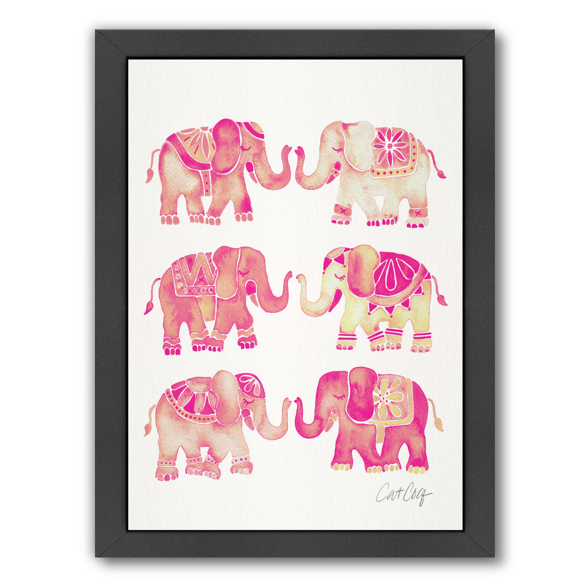 Elephant Collection Pink by Cat Coquillette Framed Print - Americanflat
